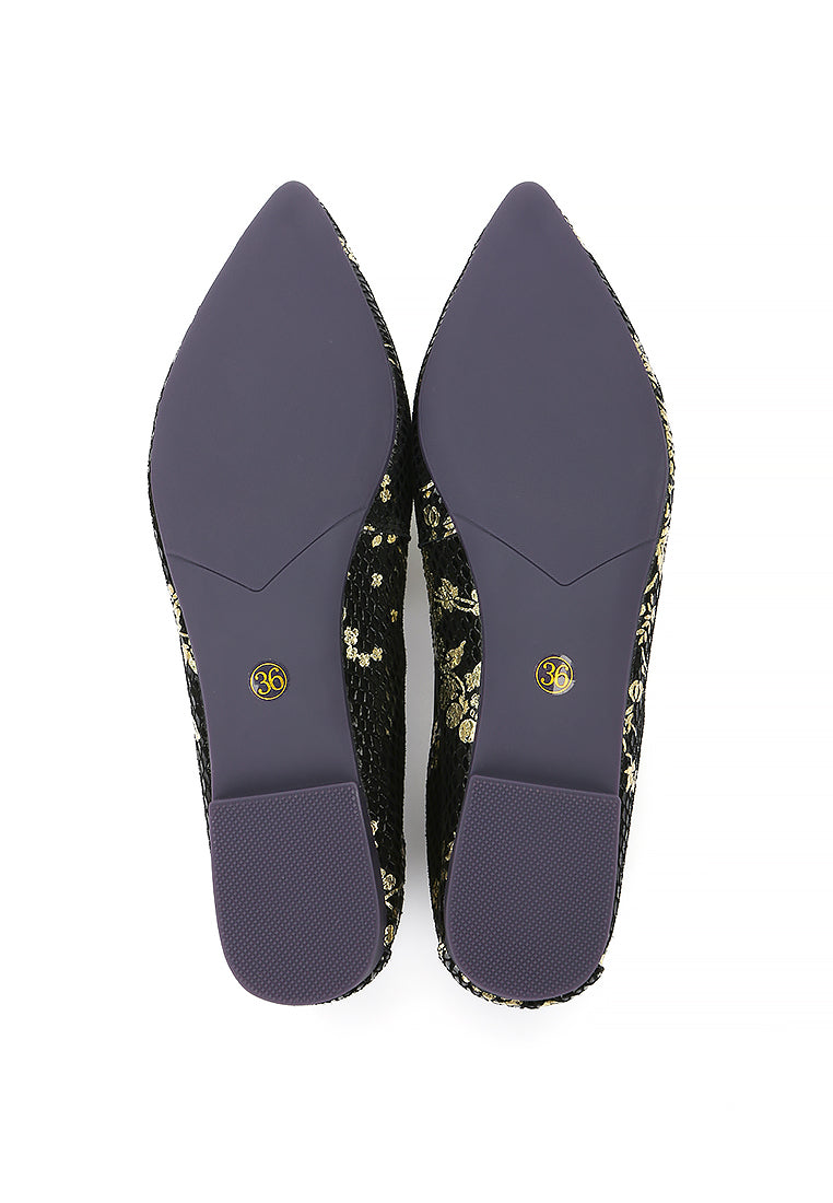 Floral Pointed Flats