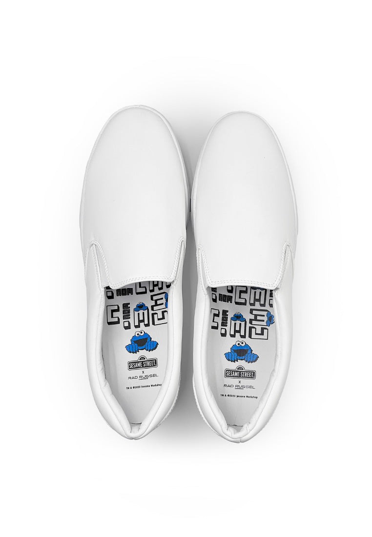 Men's White Slip Ons - Cookie Monster