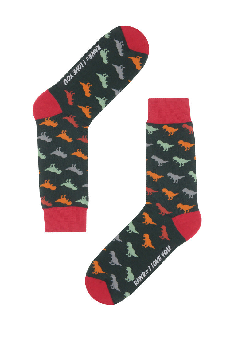 Dinosaur Green Patterned Crew Sock