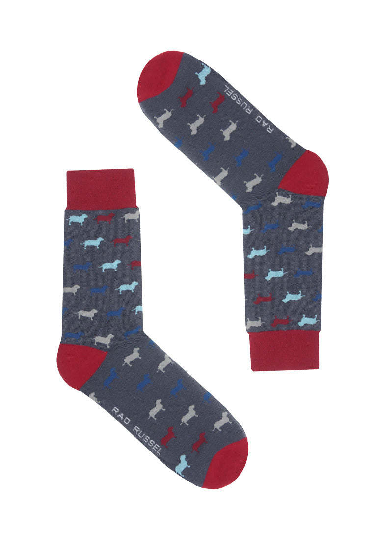 Dog Grey Patterned Crew Sock