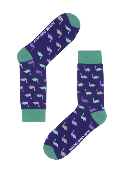 Dinosaur Purple Patterned Crew Sock